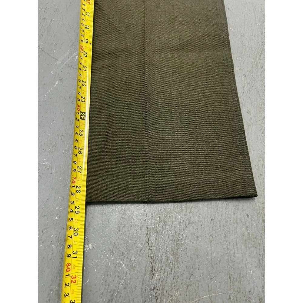 Vintage Cabela's Pants Mens 34W Olive Green Wide Leg Flat‎ Front Outdoor Zip Fly